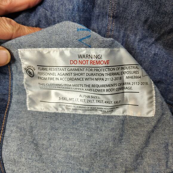 Cody James FR Mens Shirt Medium Blue Denim Western Long Sleeve Button Up Rodeo - Picture 10 of 16